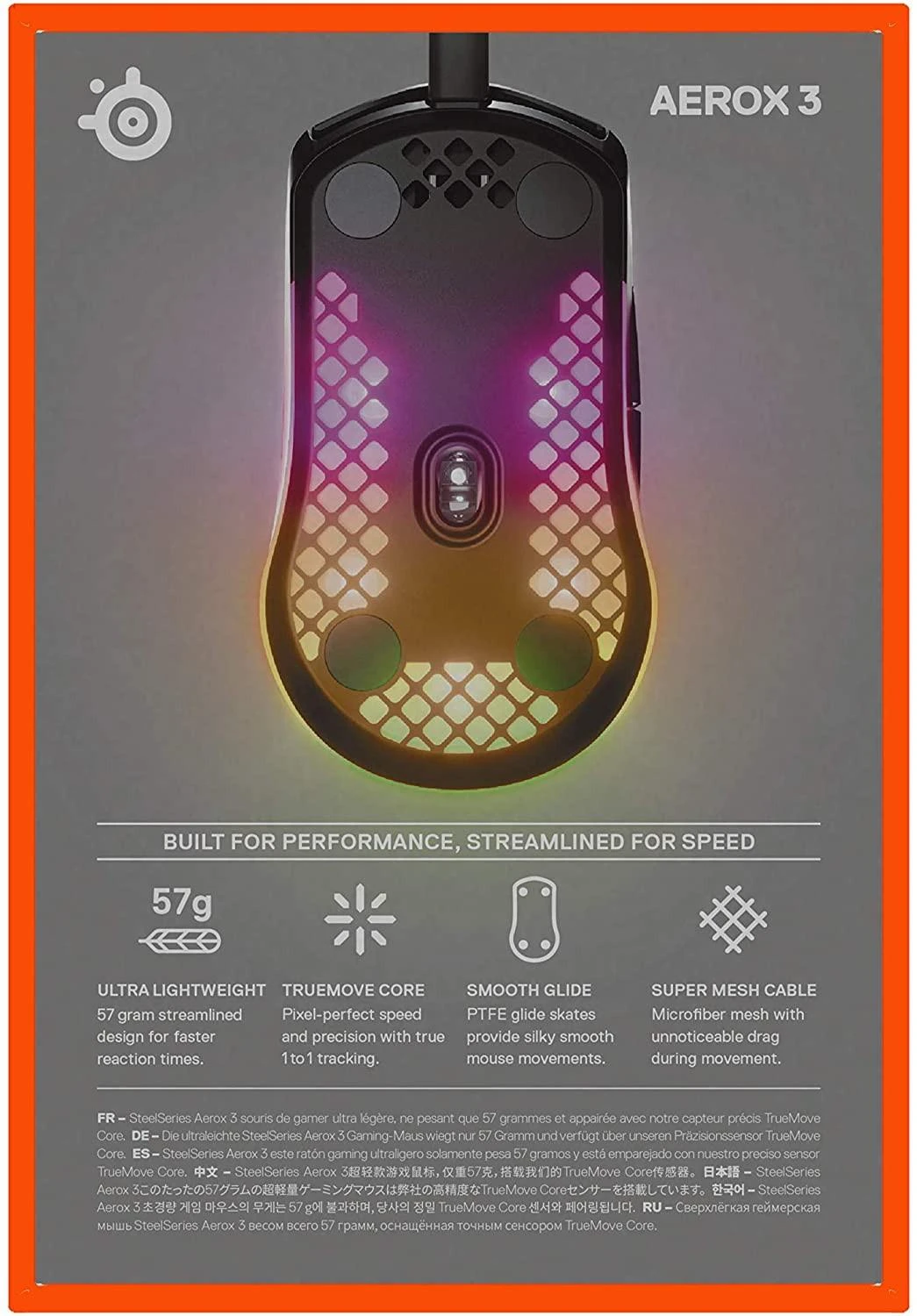 Žaidimų pelė SteelSeries Aerox 3 Onyx , Juodos spalvos