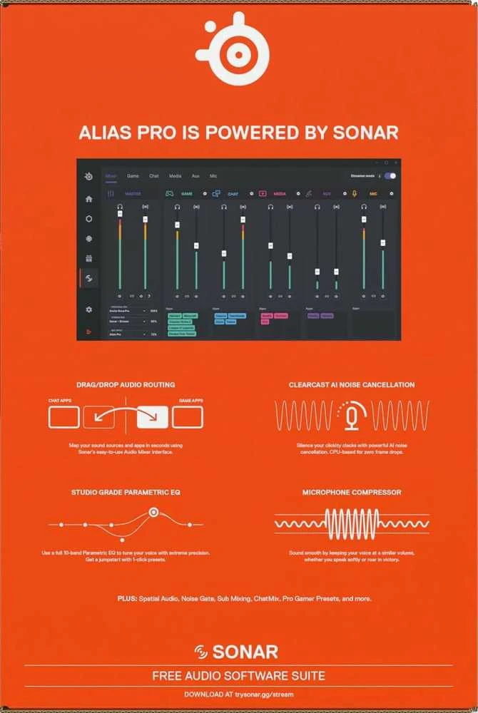 SteelSeries | Gaming Mikrofonas | Alias Pro | Juodas