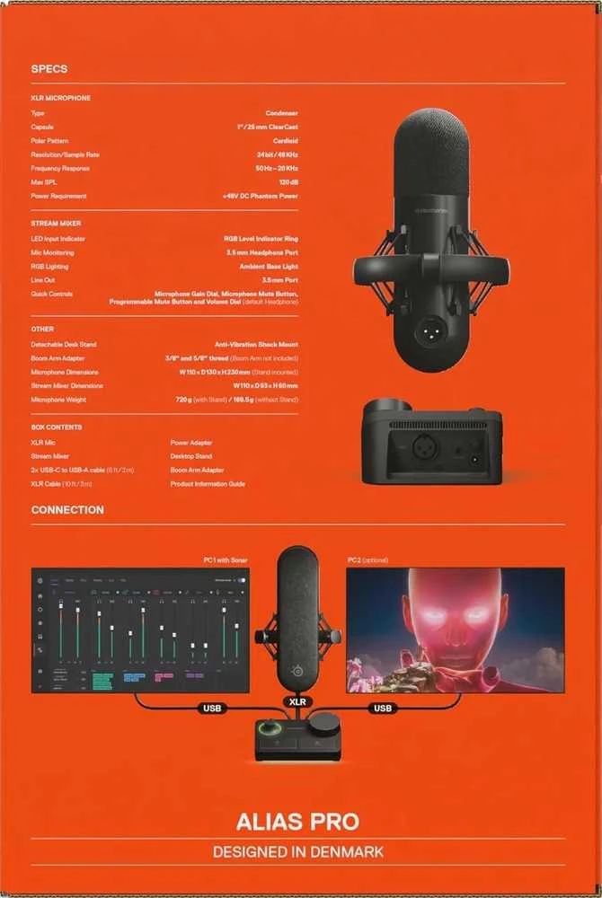 SteelSeries | Gaming Mikrofonas | Alias Pro | Juodas