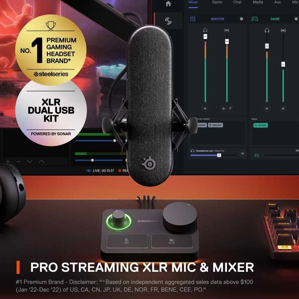 SteelSeries | Gaming Mikrofonas | Alias Pro | Juodas