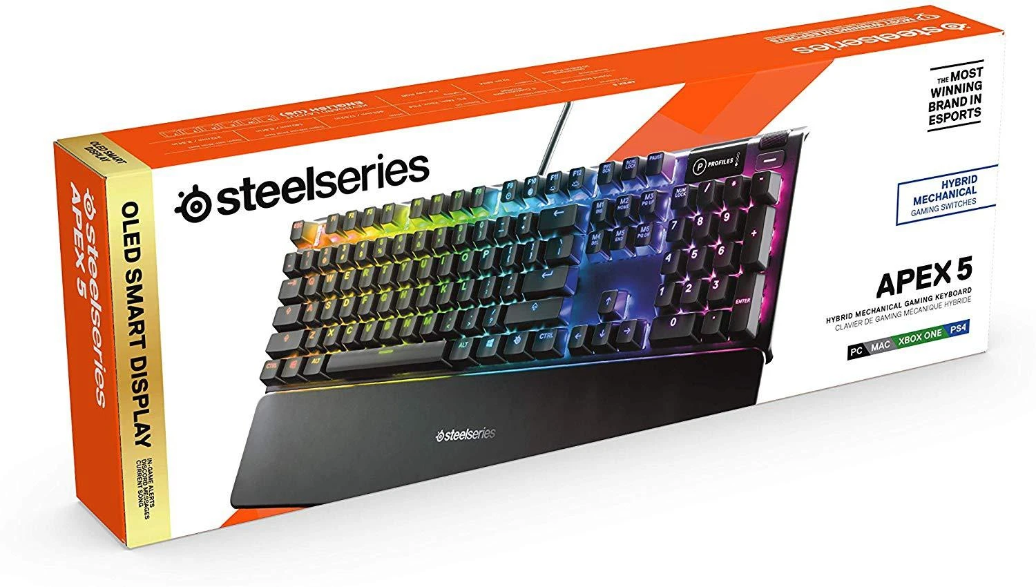 Klaviatūra SteelSeries Apex 5, US kalba, Juodos spalvos