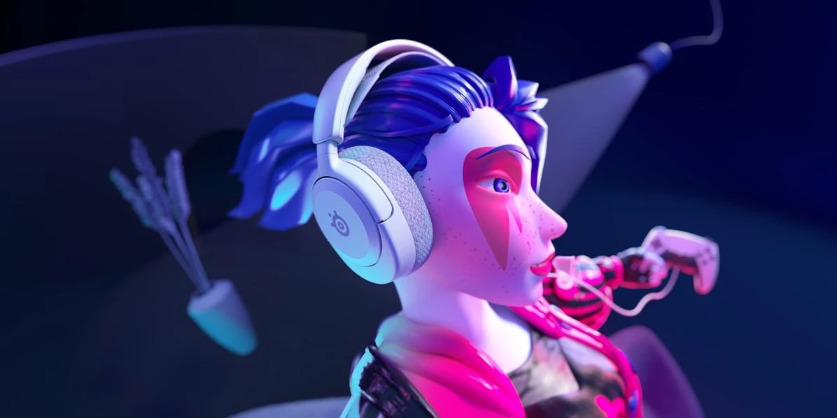 Ausinės žaidimams su mikrofonu SteelSeries Arctis Nova 1P Over-Ear, Baltos spalvos