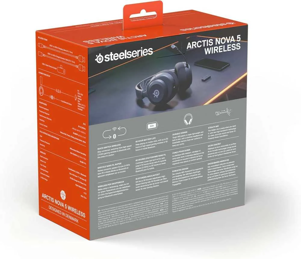 Belaidės žaidimų ausinės SteelSeries Arctis Nova 5, Juodos spalvos