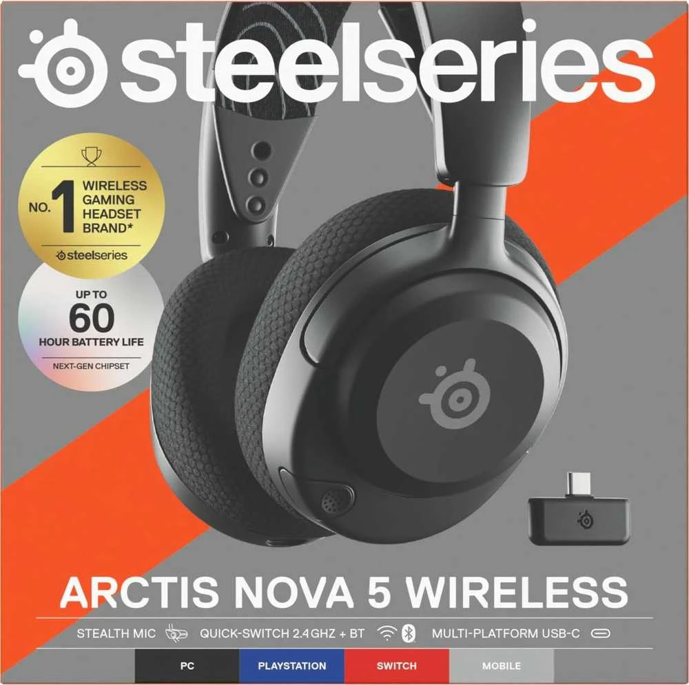 Belaidės žaidimų ausinės SteelSeries Arctis Nova 5, Juodos spalvos