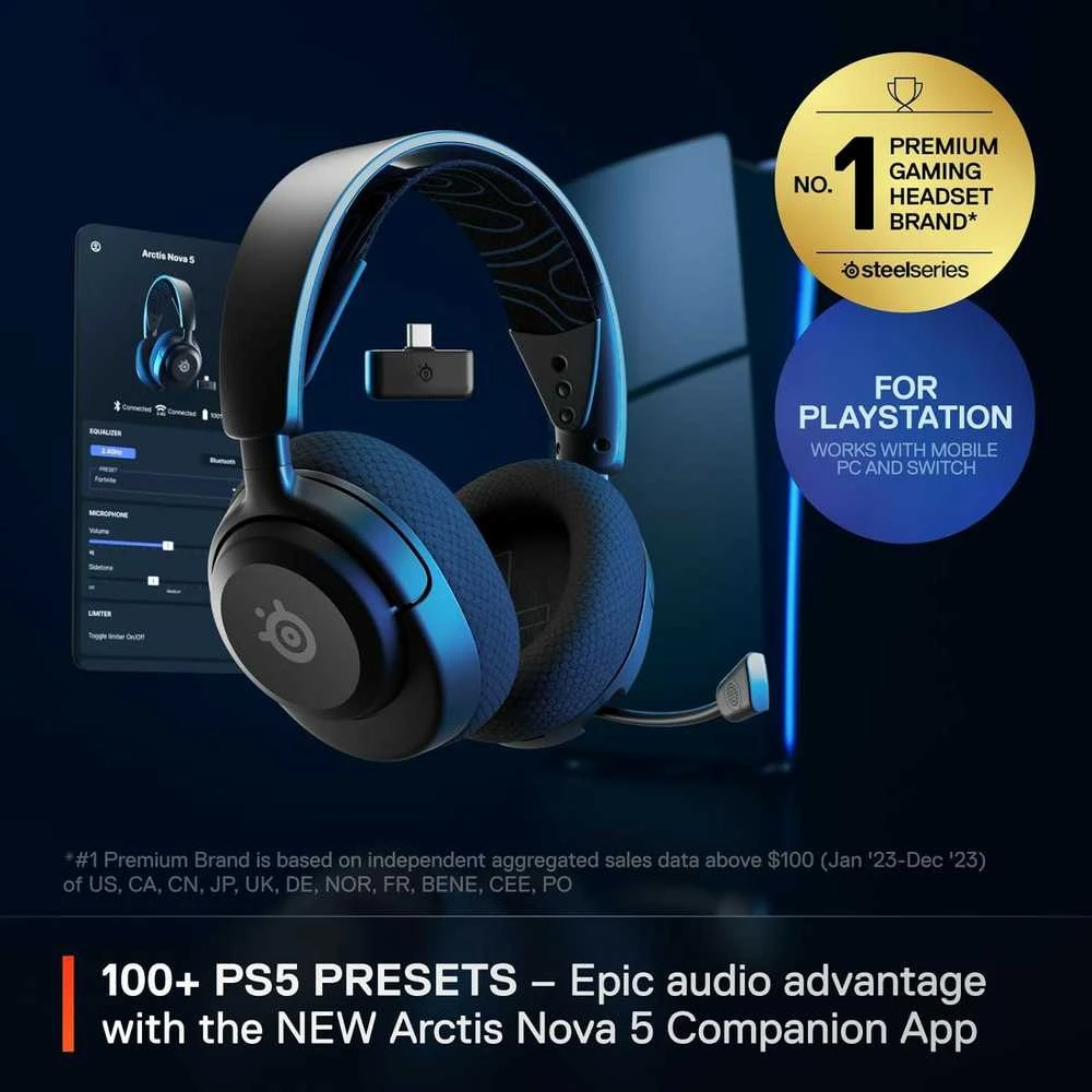 Belaidės žaidimų ausinės SteelSeries Arctis Nova 5P, Juodos spalvos
