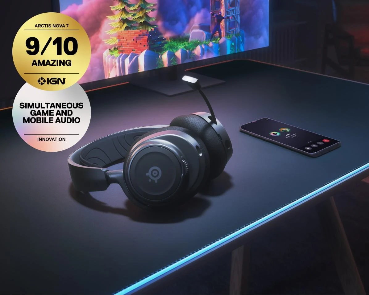 Belaidės žaidimų ausinės SteelSeries Arctis Nova 7, Juodos spalvos