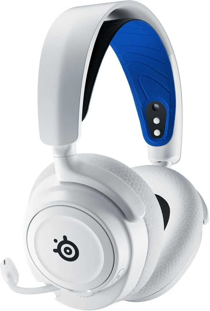 Belaidės ausinės su mikrofonu SteelSeries Arctis Nova 7P Over-Ear, Baltos/Mėlynos spalvos