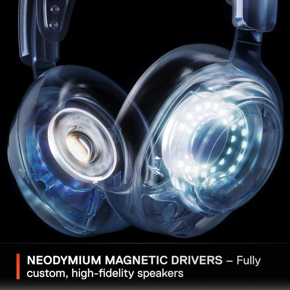 Belaidės ausinės su mikrofonu SteelSeries Arctis Nova 7P Over-Ear, Baltos/Mėlynos spalvos