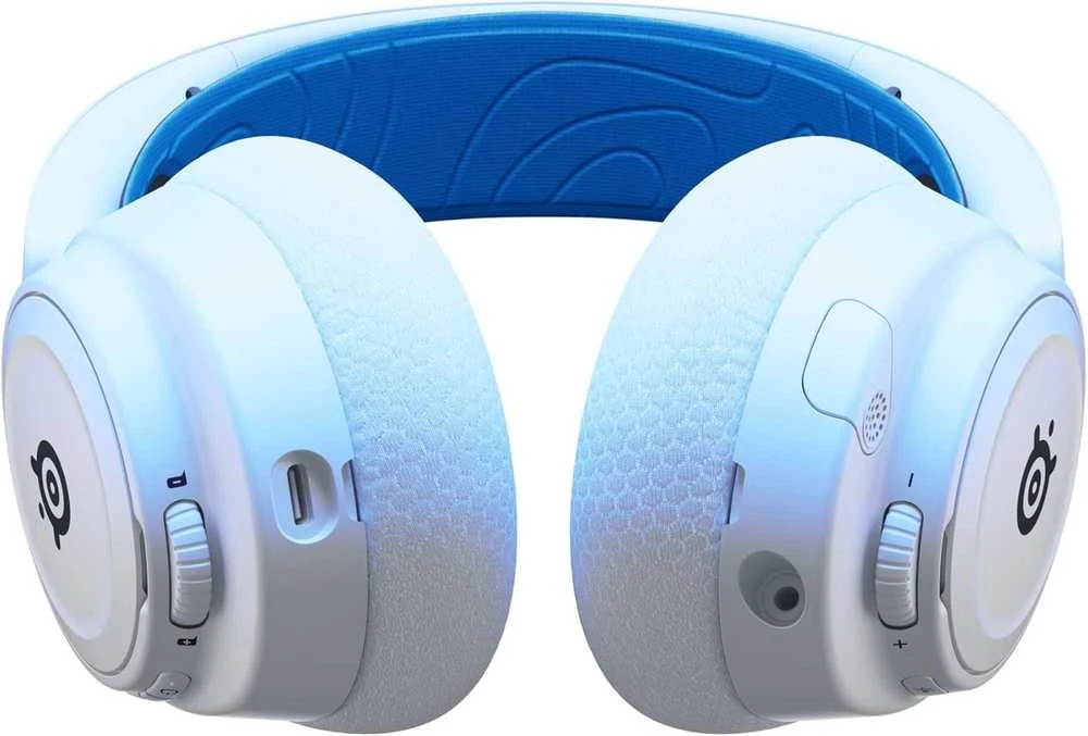Belaidės ausinės su mikrofonu SteelSeries Arctis Nova 7P Over-Ear, Baltos/Mėlynos spalvos