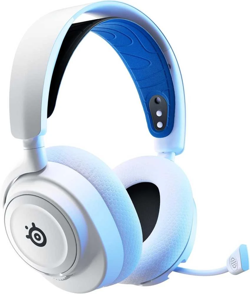 Belaidės ausinės su mikrofonu SteelSeries Arctis Nova 7P Over-Ear, Baltos/Mėlynos spalvos