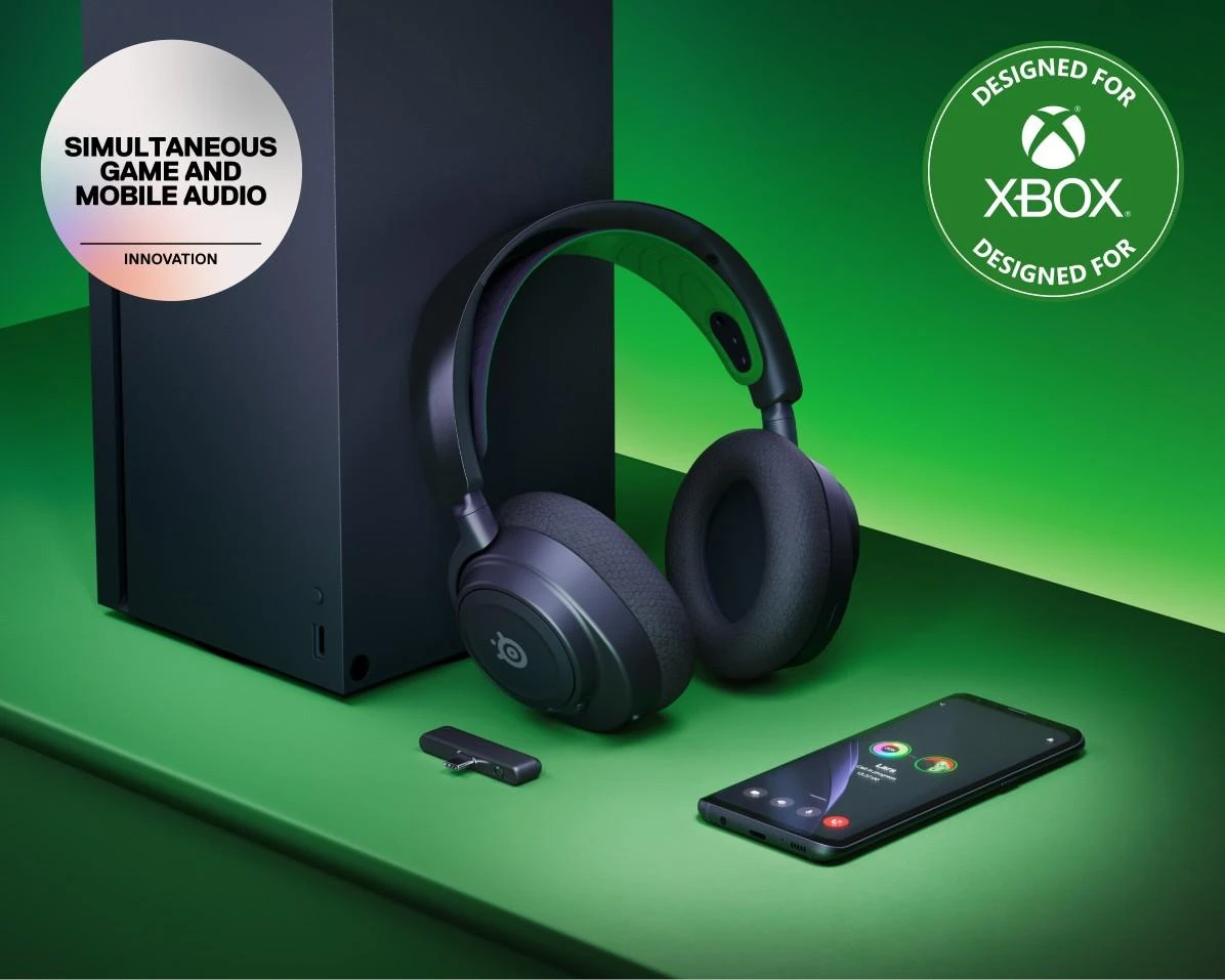 Belaidės ausinės su mikrofonu SteelSeries Arctis Nova 7X Over-Ear, Juodos/Žalios spalvos