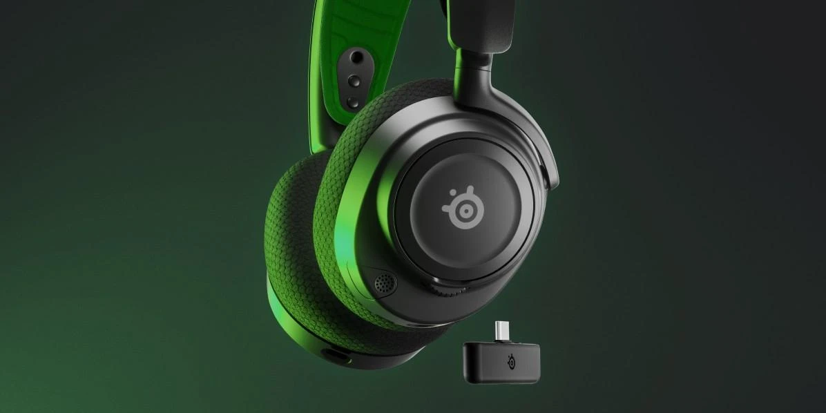 Belaidės ausinės su mikrofonu SteelSeries Arctis Nova 7X Over-Ear, Juodos/Žalios spalvos