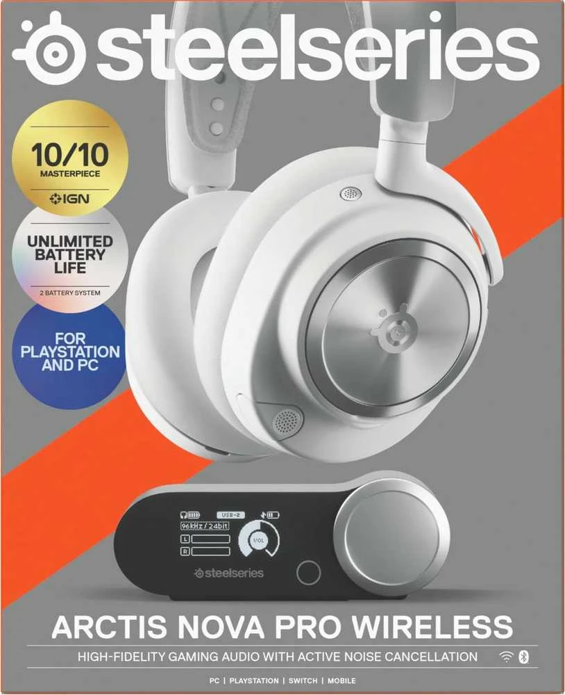 SteelSeries | Ausinės Žaidimams | Arctis Nova Pro | Bluetooth | Over-Ear | Noise canceling | Belaidės | Baltas