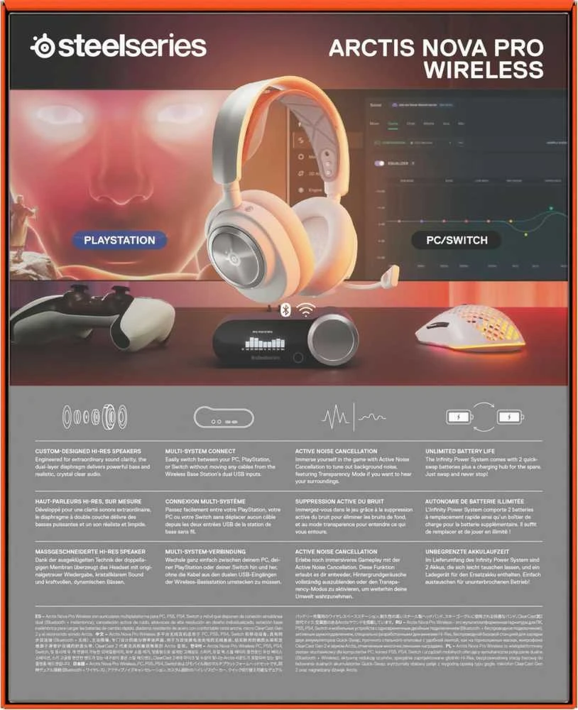 SteelSeries | Ausinės Žaidimams | Arctis Nova Pro | Bluetooth | Over-Ear | Noise canceling | Belaidės | Baltas
