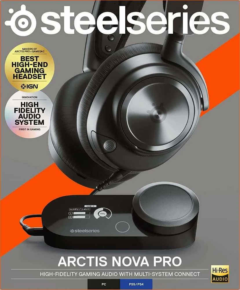 Ausinės žaidimams SteelSeries Arctis Nova Pro, Skirta PC ir PlayStation, Juodos spalvos