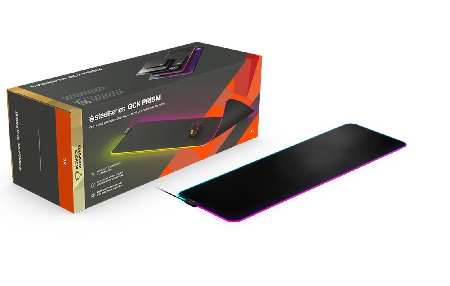 Medžiaginis pelės kilimėlis žaidimams SteelSeries QcK Prism Cloth RGB XL