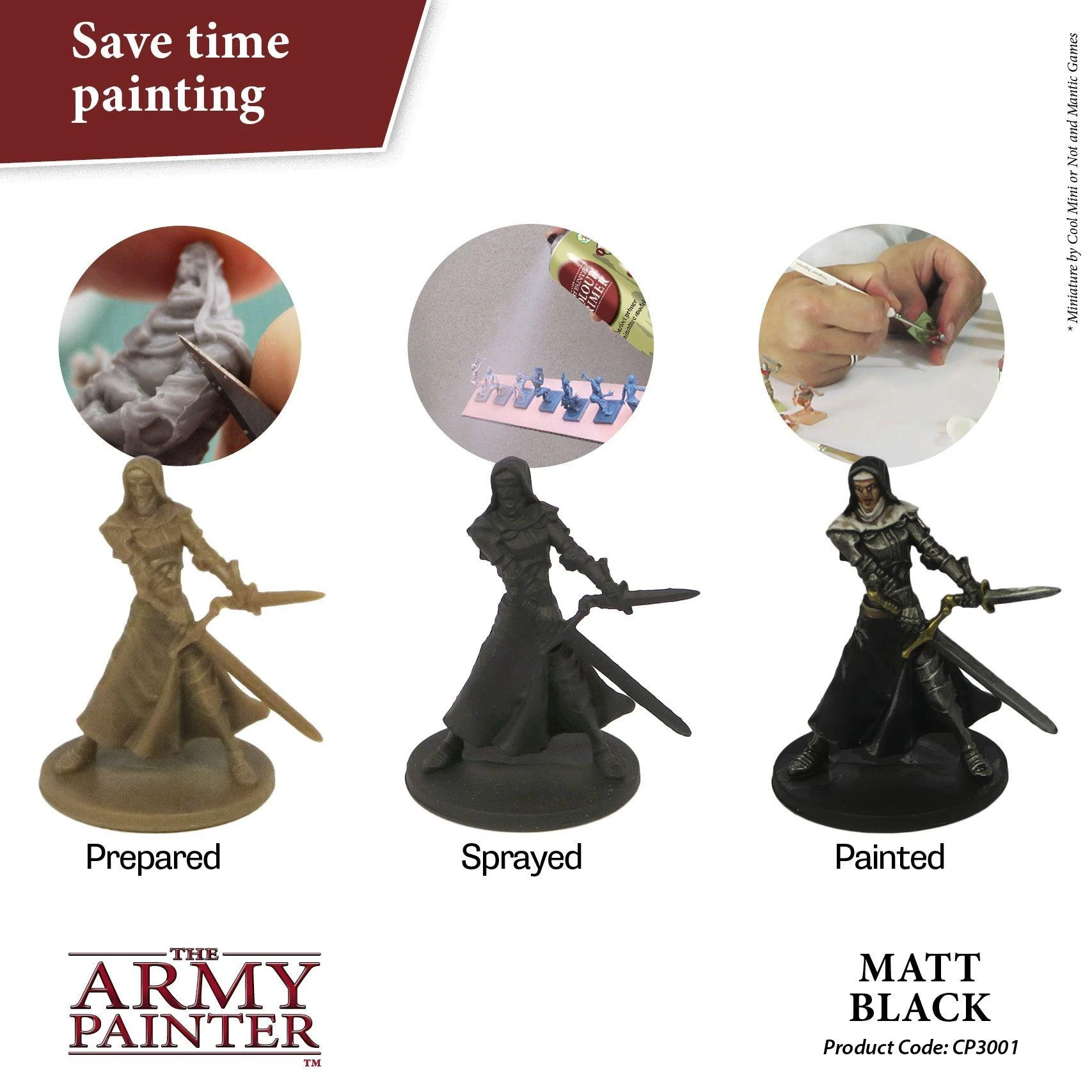 The Army Painter Armijos dažytojo bazinis gruntas: Matt Juodas