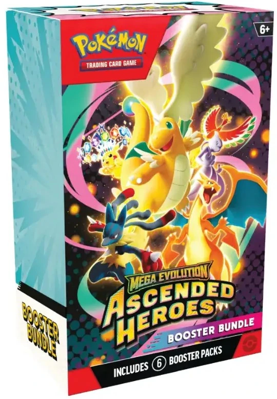 The Pokemon Company Kolekcionuojamų Kortelių Žaidimas - Pokémon TCG Mega Evolution Ascended Heroes Booster Bundle 6 Pakelių + Energijos Kortelės