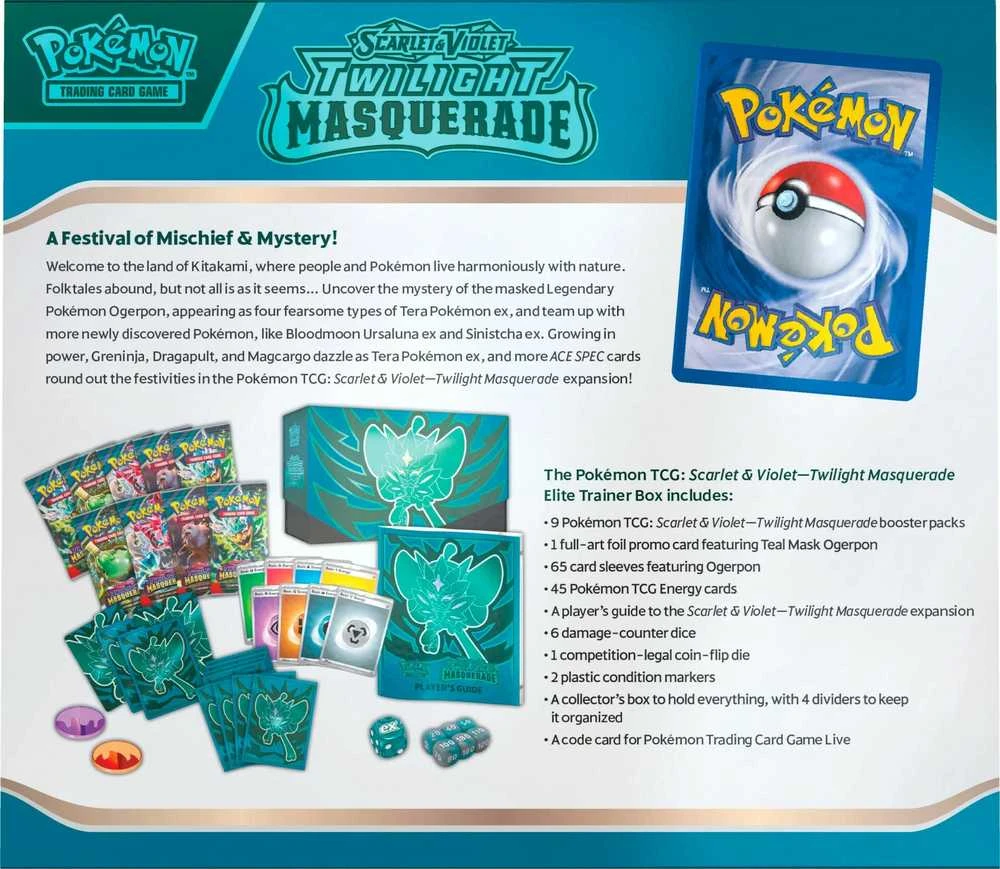 „The Pokemon Pokemon TCG“ – „Scarlet & Violet 6 Twilight Masquerade Elite Trainer Box“