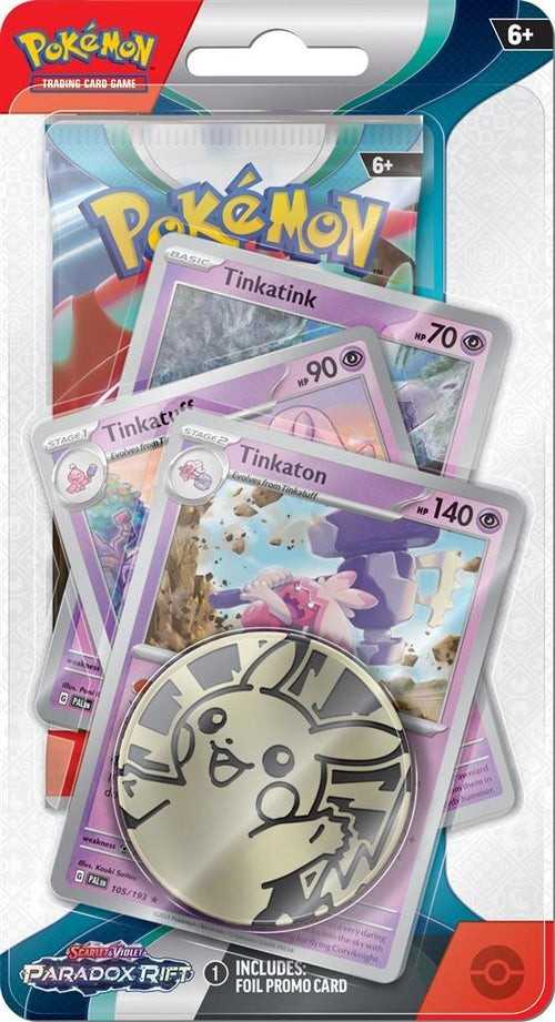 The Pokemon Pokemon TCG - Scarlet & Violet 4 Paradox Rift Premium Checklane 1-Pack Blister - Tinkatink