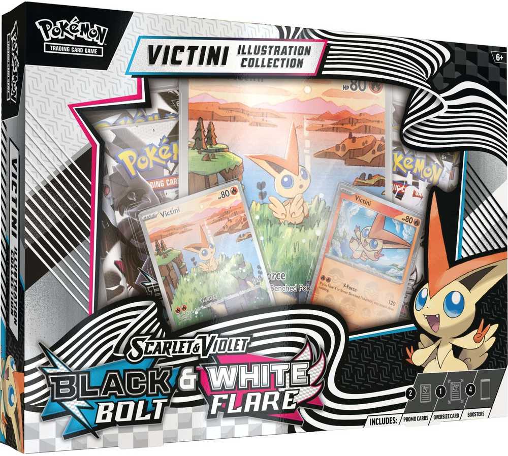 The Pokemon „Pokemon Pokemon TCG“: „Scarlet & Violet 10.5“ – Juodas Bolt ir Baltas Flare „Unova Victini“ iliustr. kolekcija