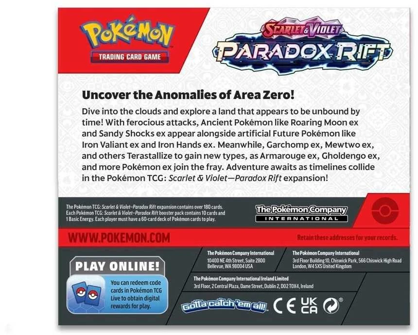 „The Pokemon Pokemon TCG“ – „Scarlet & Violet 4 Paradox Rift Booster Ekranas“ (36 pakuotės)