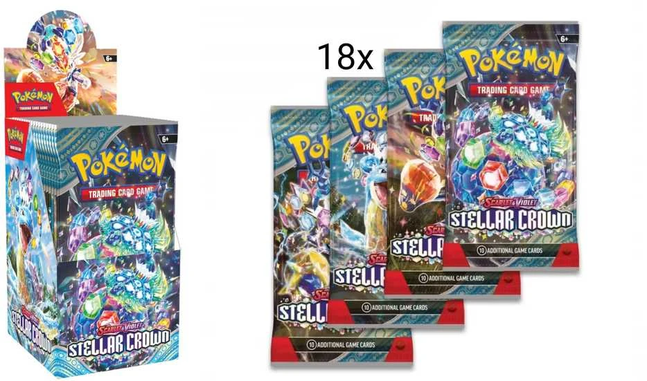 The Pokemon Pokémon TCG - Scarlet & Violet - Stellar Crown Half Size Booster Ekranas (18 Packs)