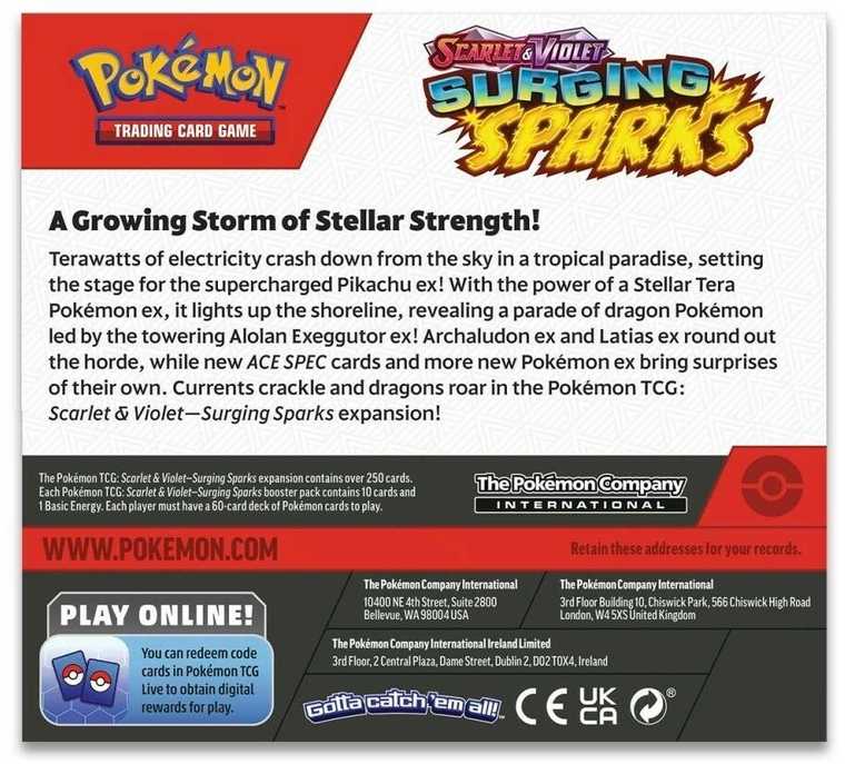 „Pokemon Pokemon TCG“ – „Scarlet & Violet“ 8 „Surging Sparks“ stiprintuvo ekranas (36 stiprintuvų)