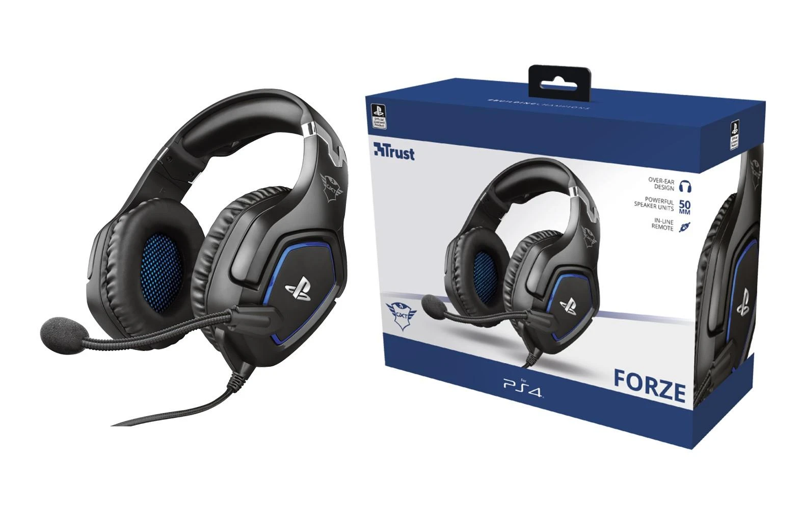 Žaidimų ausinės Trust GXT 488 Forze PS4 Gaming Headset PlayStation official licensed product, Juodos, 23530