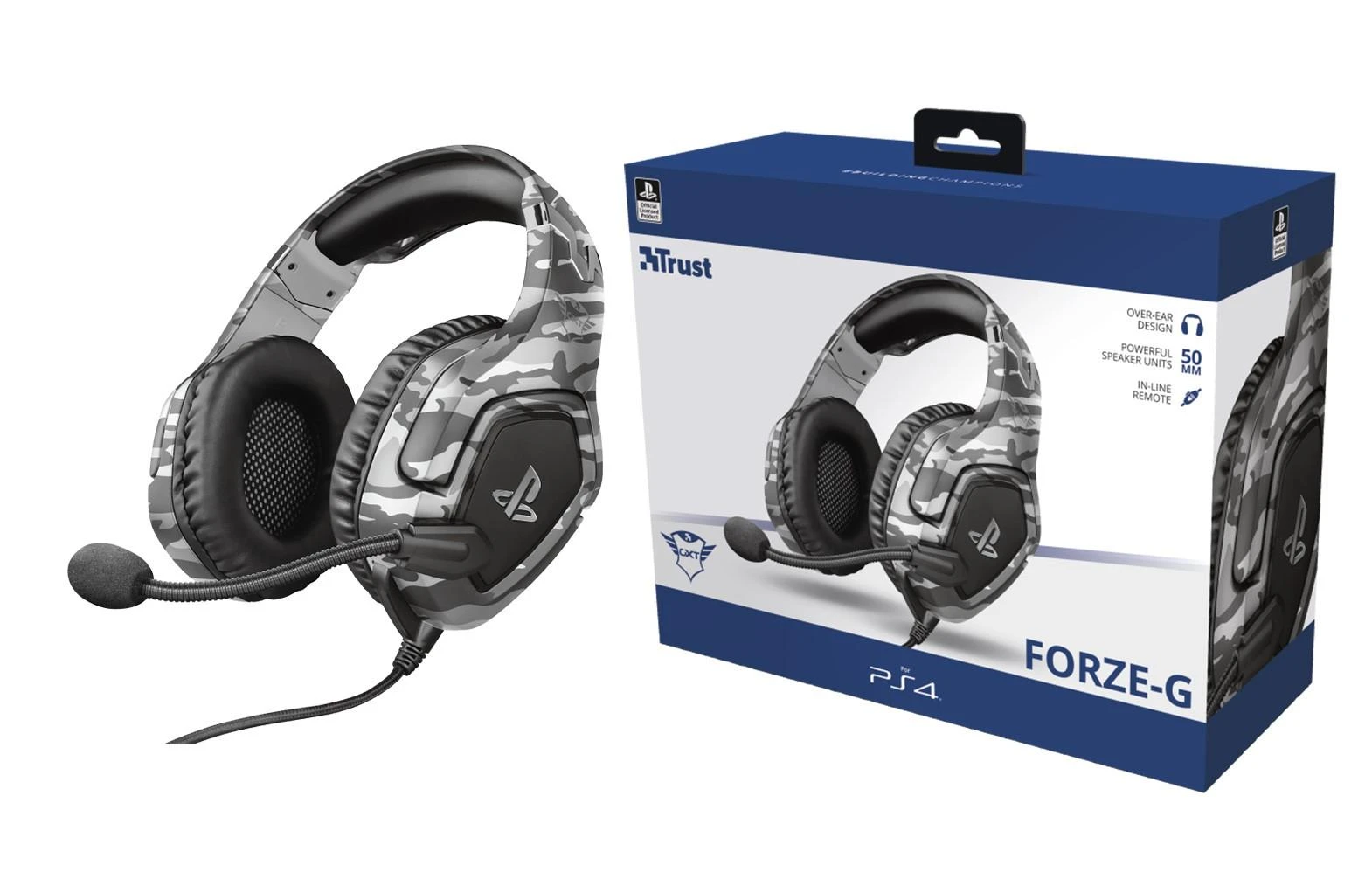 Žaidimų ausinės Trust GXT 488 Forze-G PS4 Ausinės Žaidimams PlayStation® official licensed product, Pilkos, 23531