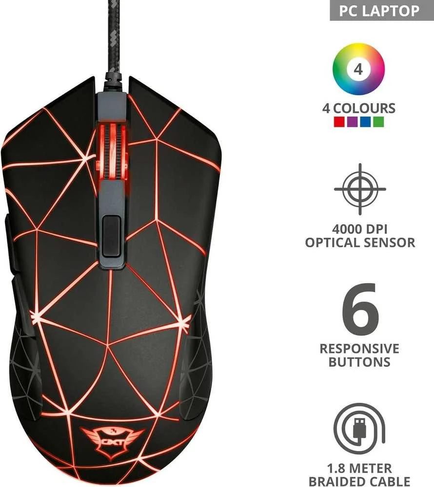 Pelė žaidimams Trust GXT 133 Locx, juoda