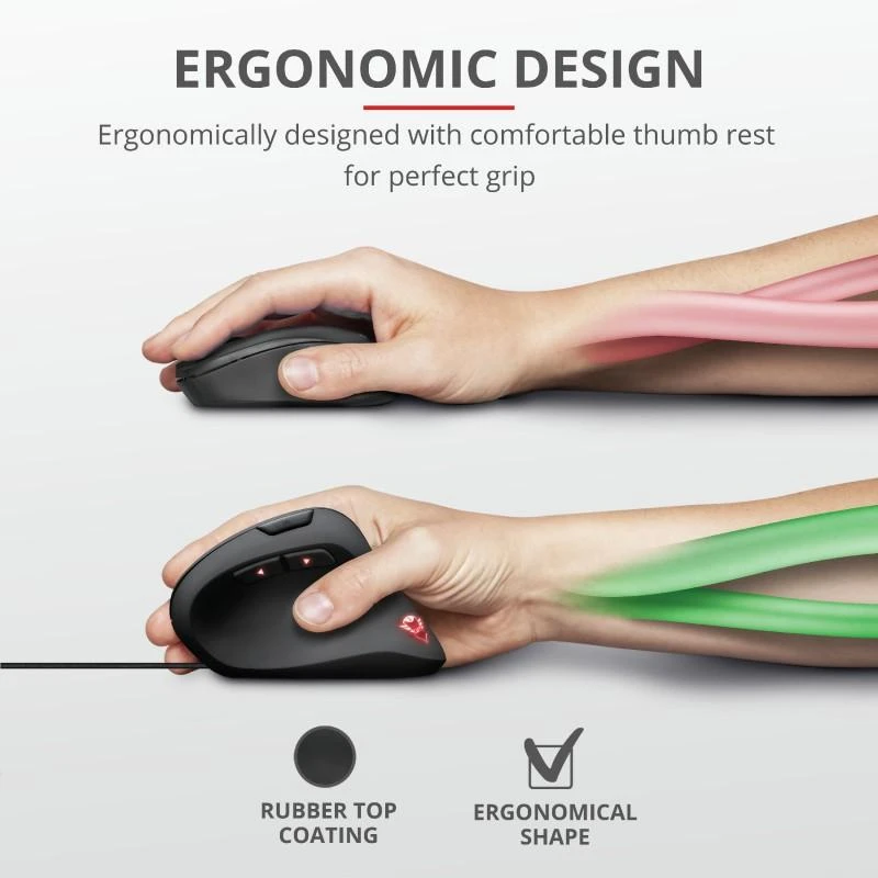 TRUST GXT 144 Rexx Ergonominė vertikali pelė su laidu | 10000 DPI
