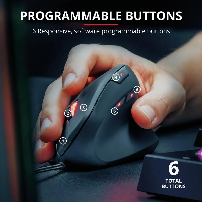 TRUST GXT 144 Rexx Ergonominė vertikali pelė su laidu | 10000 DPI