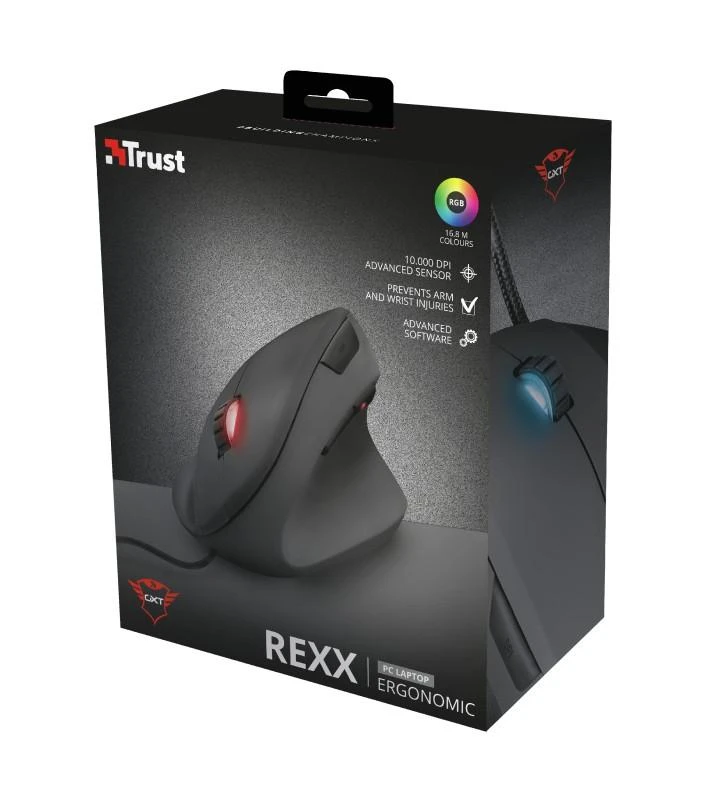 TRUST GXT 144 Rexx Ergonominė vertikali pelė su laidu | 10000 DPI