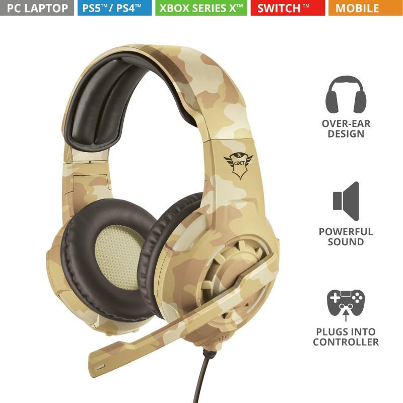 Žaidimų ausinės Trust GXT 310D Radius, Desert Camo, 22208