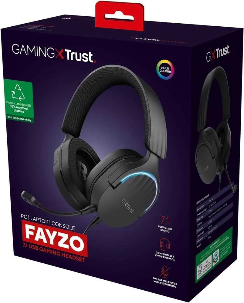 Trust GXT 490 Fayzo 7.1 USB laidinės ausinės (Juodos)