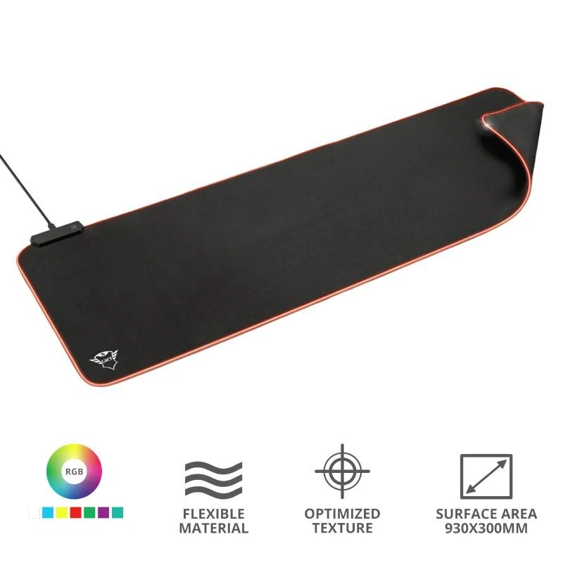 TRUST GXT 764 Glide-Flex RGB XXL pelės kilimėlis | 930x300x3mm