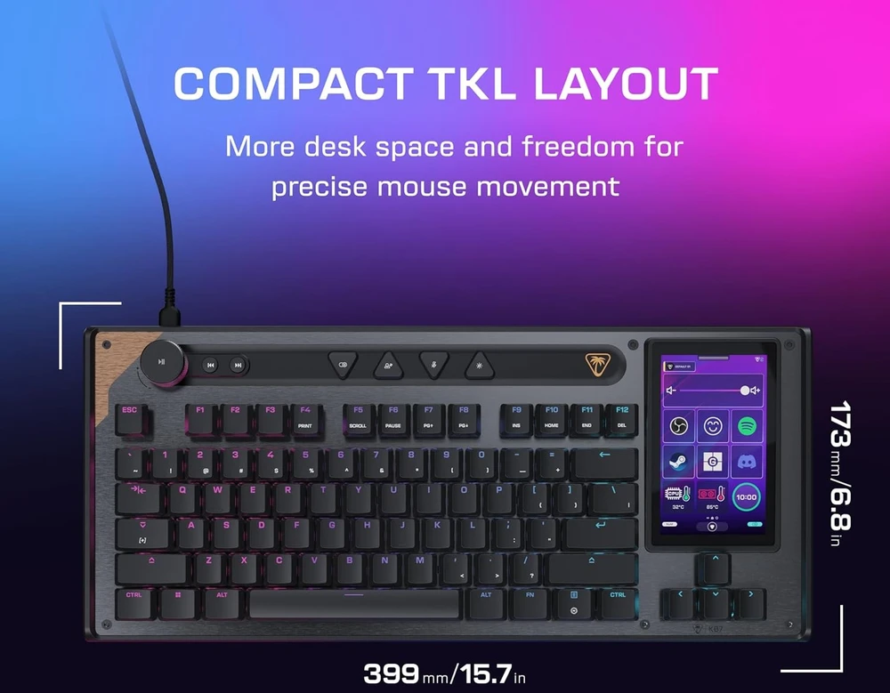 Turtle Beach Command Series KB7 TKL 80% juoda laidinė mechaninė klaviatūra (Titan switch, US)