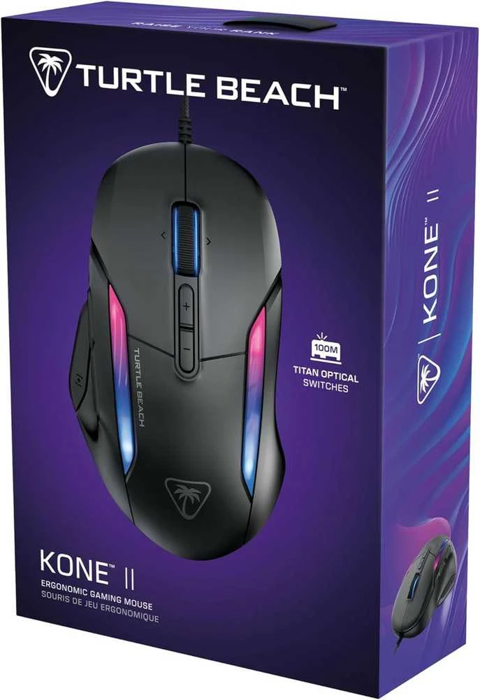 Turtle Beach Kone II Laidinė ergonominė RGB žaidimų pelė | Juoda