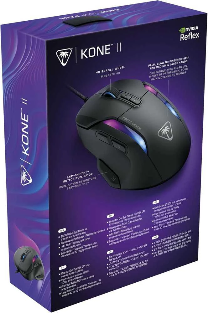 Turtle Beach Kone II Laidinė ergonominė RGB žaidimų pelė | Juoda