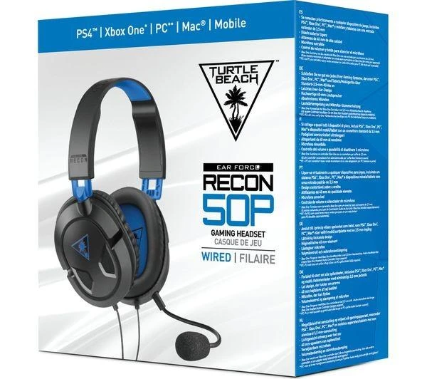 Žaidimų ausinės Turtle Beach Recon 50P, skirta PS4, Juoda-mėlyna