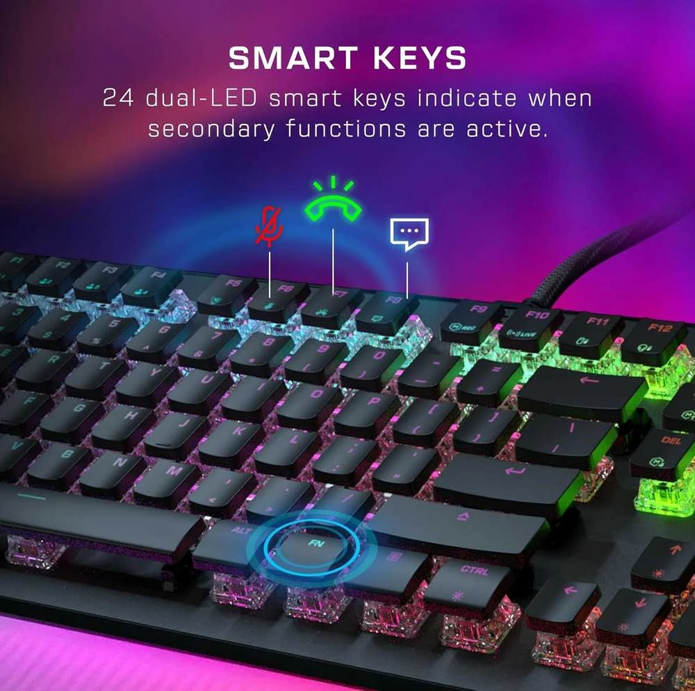 Turtle Beach Vulcan II MAX RGB 100% juoda laidinė mechaninė klaviatūra (Titan II Raudona switch, US)
