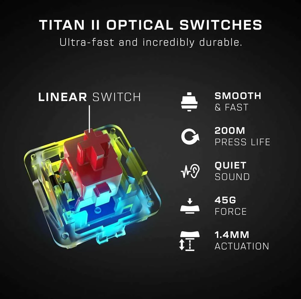 Turtle Beach Vulcan II MAX RGB 100% juoda laidinė mechaninė klaviatūra (Titan II Raudona switch, US)