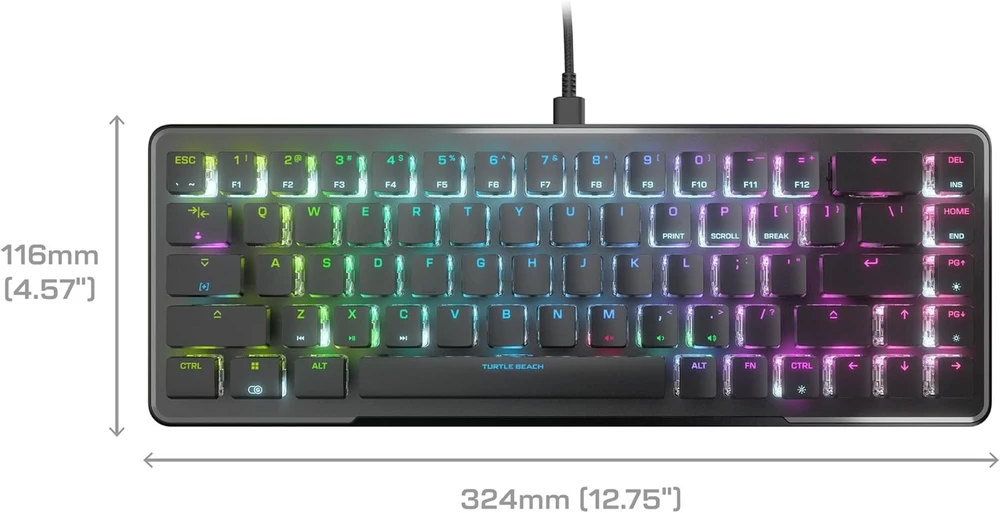 Turtle Beach Vulcan II Mini 65% juoda laidinė mechaninė klaviatūra (Raudona switch, US)