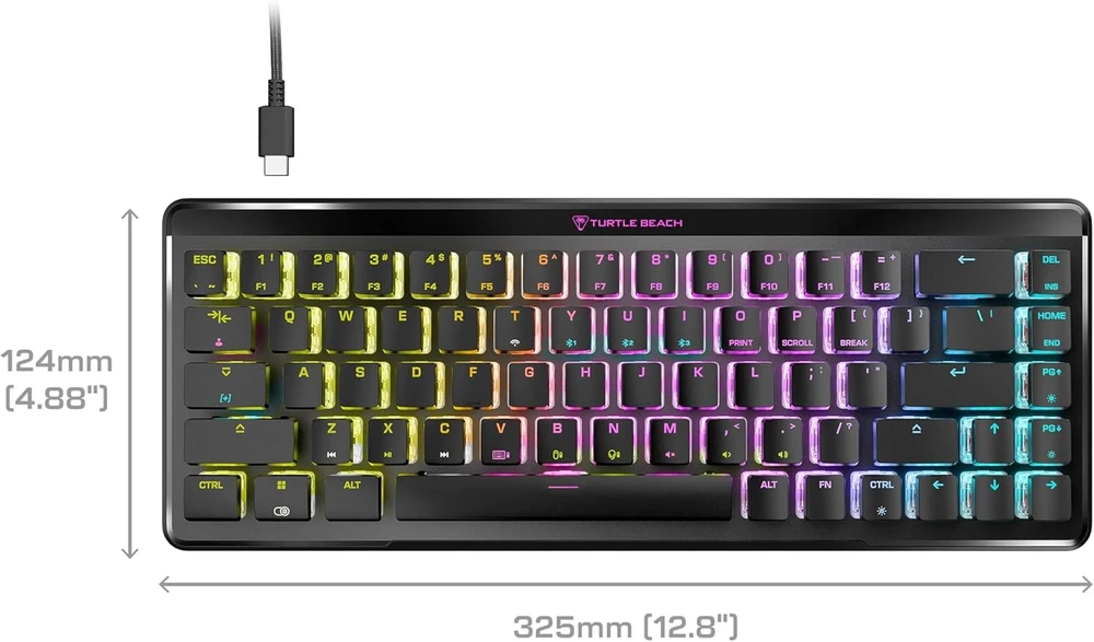 Turtle Beach Vulcan II Mini Air 65% juoda laidinė mechaninė klaviatūra (Raudona switch, US)
