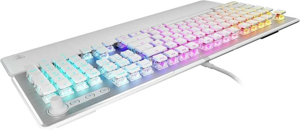Turtle Beach Vulcan II RGB 100% balta laidinė mechaninė klaviatūra (Titan II Raudona switch, US)