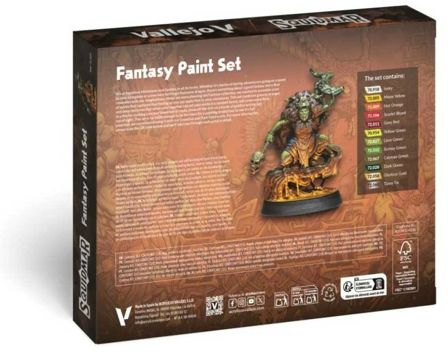 „Vallejo“ – „Game Color“ / 12 spalvų + figūrėlė – „Squidmar Miniatures“ fantazijos dažų rinkinys, 18 ml