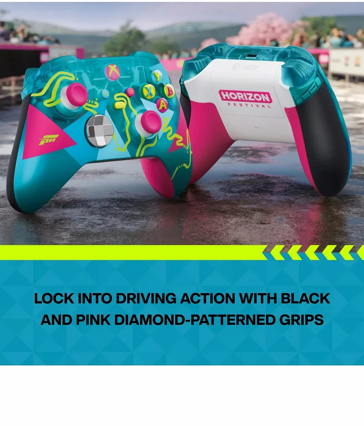 „Microsoft Forza Horizon 6 Limited Edition“ „XBOX“ valdiklis, daugiaspalvis „Bluetooth“ žaidimų pultas, skirtas „Android“, asmeniniams kompiuteriams, „XBOX One“, „XBOX Series S“, „XBOX Series X“, „iOS“.