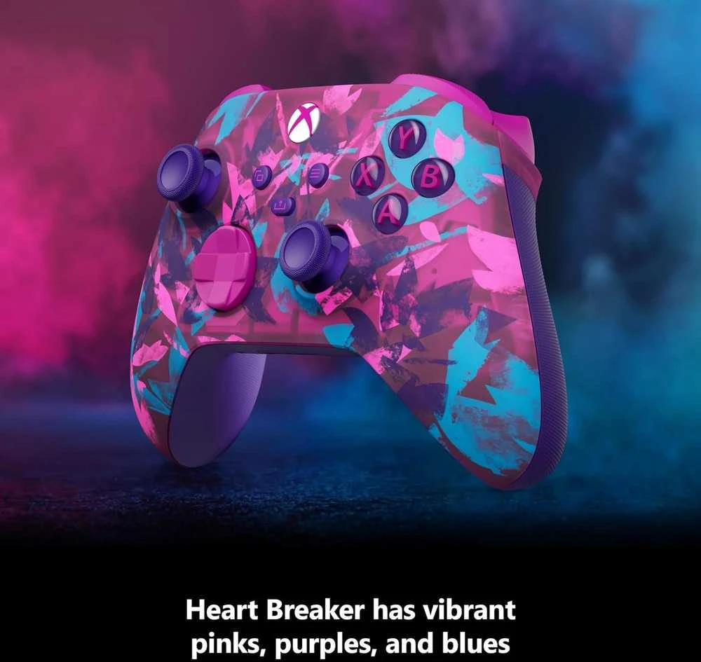 „Microsoft XBOX“ belaidis valdiklis – „Heart Breaker Special Edition“ Mėlyna, Rožinė, Violetinė „Bluetooth“ žaidimų pultas Analoginis / skaitmeninis „Android“, asmeniniams kompiuteriams, „XBOX One“, „XBOX Series S“, „XBOX Series X“, „iOS“
