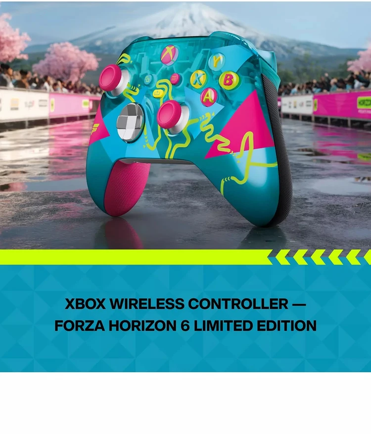 „Microsoft Forza Horizon 6 Limited Edition“ „XBOX“ valdiklis, daugiaspalvis „Bluetooth“ žaidimų pultas, skirtas „Android“, asmeniniams kompiuteriams, „XBOX One“, „XBOX Series S“, „XBOX Series X“, „iOS“.